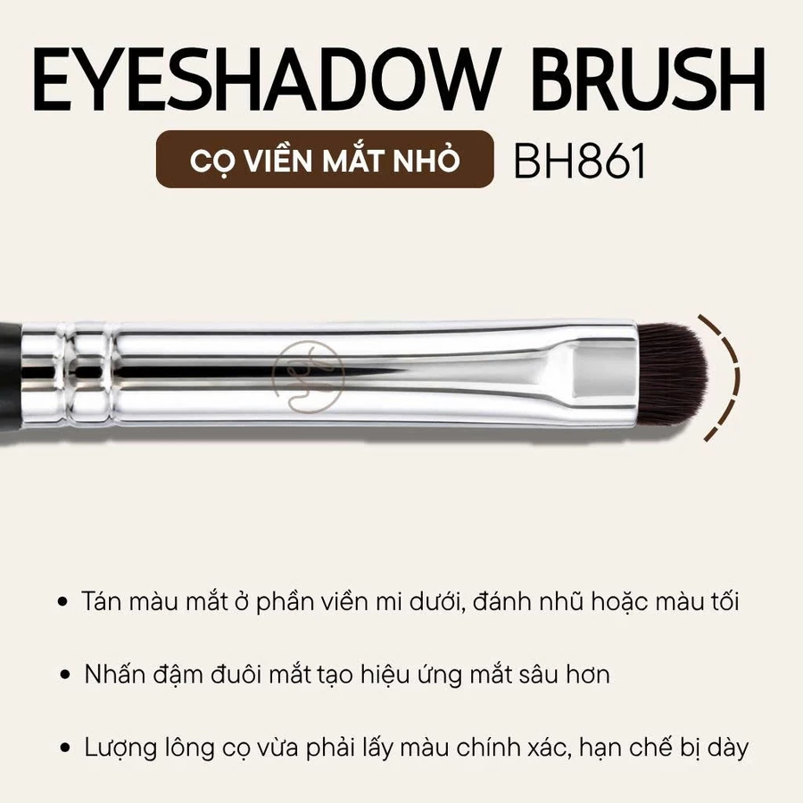 Cọ Tán Màu Mắt Nhỏ - Cọ Nhấn - Viền Đuôi Mắt Dễ Xài Lông Bám Phấn BH Cosmetics Eyeshadow Brush BH861